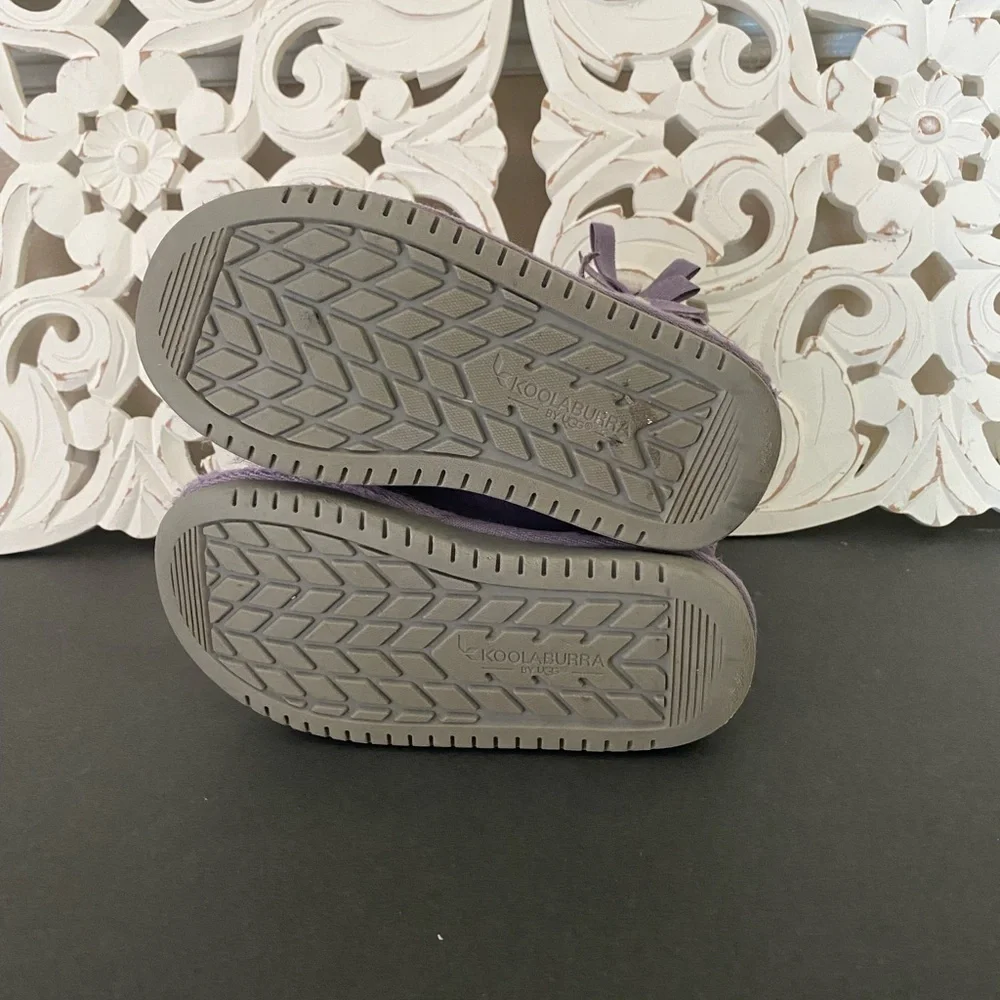 Koolaburra by Ugg Girls Purple Suede Boots 2 Bows Size 12 Boho Winter Cozy Warm